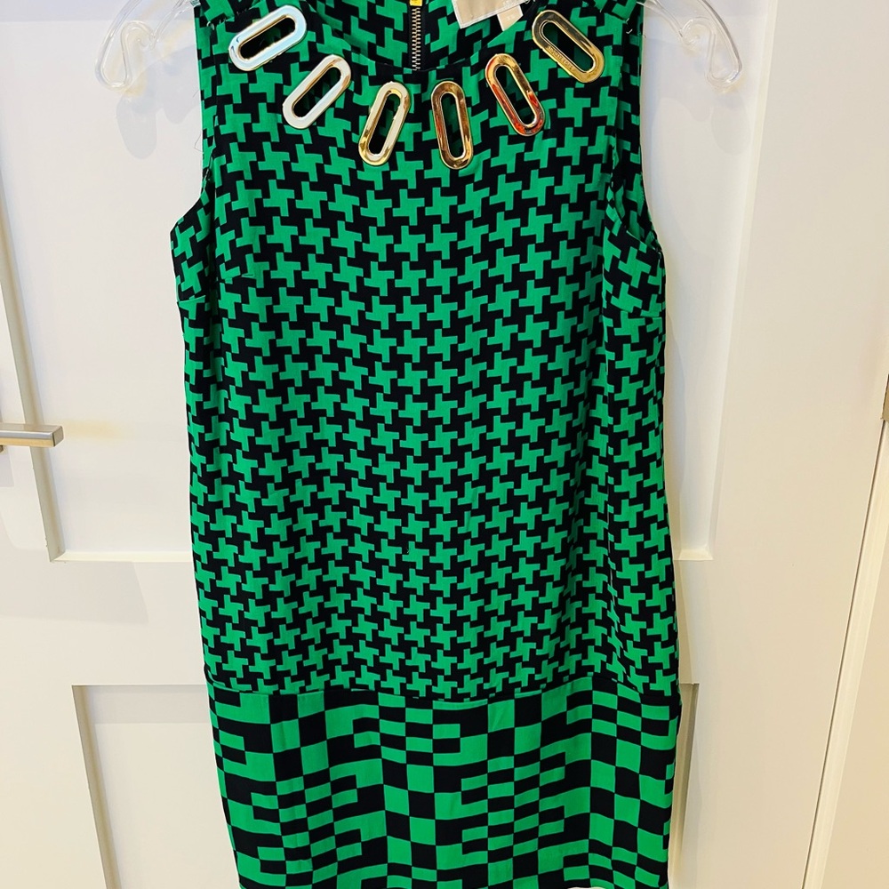 Stylish Green and Navy Mini Dress